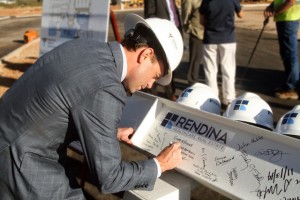Richard Rendina, CEO of Rendina Healthcare Real Estate, participates in the recent beam signing for the medical office building the firm is developing on the campus of Sierra Vista (Arizona) Regional Health Center. 