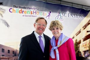 Quint Studer and Sacred Heart CEO Susan Davis.