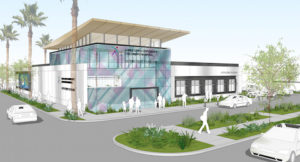 A concept rendering of the Loma Linda University Children’s Hospital – Indio Outpatient Pavilion that will be located in downtown Indio, California near the civic center.